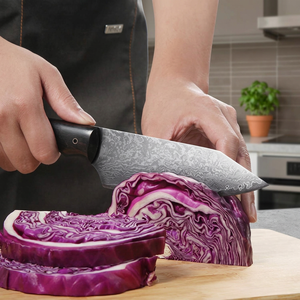Couteau de chef artisanal en acier damas, manche en micarta noir et étui en cuir fin, couteau de cuisine, couteau à fruits - Product Image 5