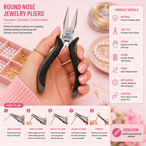 Alicates Profesionales de Punta Redonda para Joyería, Acero Inoxidable, Herramienta para Hacer Lazos de Alambre y Abalorios, Mango Ergonómico Antideslizante - Product Image 4