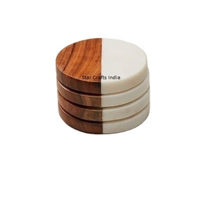 ที่รองแก้วไม้อะคาเซียทรงกลมสำหรับบาร์แว่นตาเบียร์กระป๋องเครื่องครัวจานรองแก้วหิน - Product Image 1