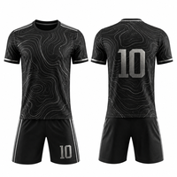 Ensemble uniforme de football classique noir avec maillot et short sublimés à motif marbré argenté