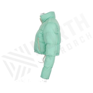 เสื้อแจ็คเก็ตสีเขียวมิ้นท์แบบเย็บลาย  แขนยาว คอตั้ง ปิดด้วยซิป  เสื้อโค้ทขนเป็ดสำหรับผู้หญิง  แบบสั้นสำหรับฤดูหนาว - Product Image 3