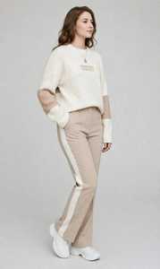 ชุดเซ็ตเสื้อแขนยาวคอกลมและกางเกงขายาวทรงหลวมสไตล์ Color Block Knit สำหรับผู้หญิงจาก Oneten - Product Image 3
