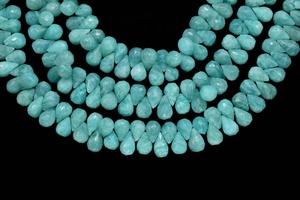 Cuentas de Amazonita 100% Natural, Facetadas, en Forma de Gota, Briollette, 5x8mm, 8 Pulgadas de Largo, para Fabricación de Joyería - Product Image 5