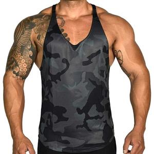 Camiseta sin mangas de camuflaje para hombre, cuello en V, de poliéster de secado rápido, informal, para entrenamiento. - Product Image 1