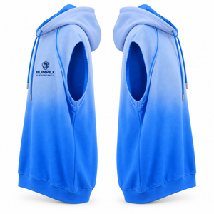 Hoodie sans manches unisexe surdimensionné personnalisé, bleu ombré, en molleton français, pour la gym et le streetwear, pull-over, fabricant OEM, marque privée - Product Image 4