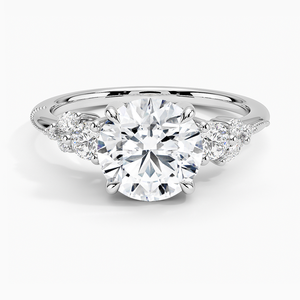 Bague BOJ 031 en argent 925, coupe ronde, camélia, trois pierres, halo de diamants, 2 carats, couleur D, VVS1, moissanite certifiée GRA, prix bas - Product Image 1