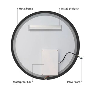 <b>Round</b> Handmade Contemporary Design <b>Bathroom</b> Wall <b>Mirror</b> with Black Metal Frame REHMAN CRAFT - Product Image 3