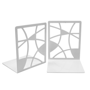 Premium Metal Bookends with Modern Cut Design for Office Desk <b>Bookshelf</b> and Home Organization - Product Image 1