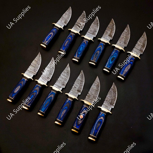 OEM ODM Handmade Damascus Steel Fixed Blade Drop Point Skinner Knife Dark Wood Pakka Wood Handle Brass Guard Razor Sharp Knife - Product Image 2