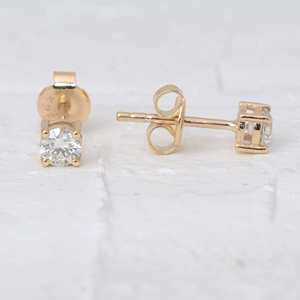 0.20 TCW Fine Tiny Round Lab Grown Diamond Stud 925 Silver Solitaire Wedding Bridal Screw <b>Back</b> Minimalist Women's <b>Earrings</b> - Product Image 3