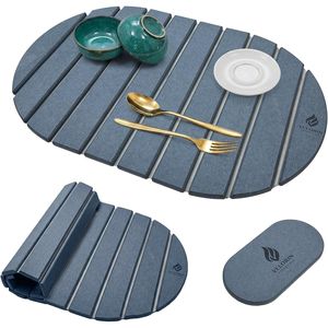 2 Pezzi Tappetino Assorbente in Pietra per Asciugatura Piatti, Asciugatura Rapida, in Terra Diatomacea, Pieghevole, per Piano Cucina - Product Image 1