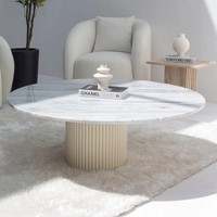 Table basse Vandana Zenova Lunaris Bianco Joya avec quatre options de couleur de base pour un décor moderne