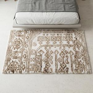 Tapis en laine noué à la main de style persan, beige ivoire traditionnel, motif floral, tapis plat doux pour la décoration du salon - Product Image 5