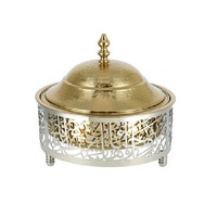 Réchaud de buffet en acier inoxydable doré martelé, design calligraphie arabe, motif islamique de luxe, équipement de restauration