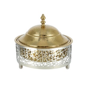 Arabic Calligraphy Design <b>Buffet</b> <b>Warmer</b> Hammered Gold Stainless Steel Chafing Dish Luxury Islamic Pattern Catering Equipment - Product Image 6