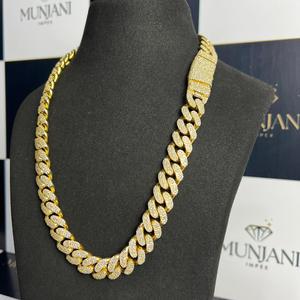 Cadena de Eslabones Chapada en Oro con Incrustaciones de Moissanita Certificada IGI, Corte Brillante, Estilo Hip Hop, Plata S925, Unisex - Product Image 6