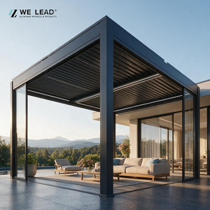 Sombrilla Moderna de Aluminio con Recubrimiento de Polvo Negro para Patio, Protección Solar y contra la Lluvia - Product Image 1