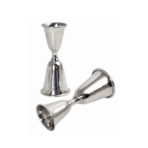 Jigger à cocktails double face de luxe en acier inoxydable avec poignée en bois, or et argent, pour barman et mixologie professionnelle - Product Image 3