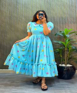 Kurti de Algodón Regular con Estampado Floral Fancy Chanderi de Secado Rápido para Uso Diario, Precio al por Mayor, Prenda Étnica, Color Cielo - Product Image 1