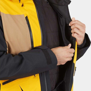 Unisex Hooded Waterproof Windproof Breathable Ski Jacket Color Blocked <b>Yellow</b> Black <b>Wool</b> Filled Fleece Insulated Power Wear - Product Image 4