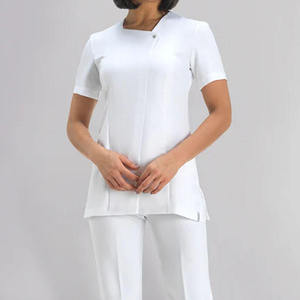 Women's Purple V-Neck Scrub <b>Top</b> Pockets Cotton Polyester Canvas Fabric Hospital Scrub Set GLOWING NEON INDUSTRY Needle Detection - Product Image 6