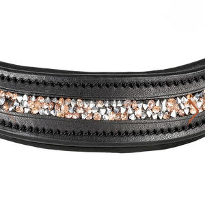 Cómoda banda para cejas de caballo marrón negro de cuero acolchado con brillantes cristales multicolores cadena ostentosa banda para cejas para caballos - Product Image 6