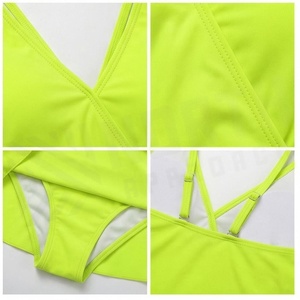 Maillot de bain une pièce pour femme NORTH APPROACH, vert fluo, col en V profond, avec jupe, extensible, respirant, séchage rapide, couleur unie - Product Image 4