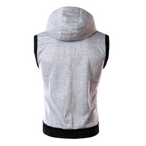 Men <b>Sleeveless</b> Summer Zipper-Up <b>Hoodie</b> for Bodybuilding Fitness Lightweight Quick Dry Breathable Fleece Polyester Cotton Custom - Product Image 5