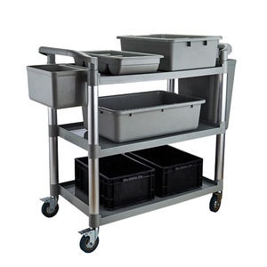 Chariot de service multifonctionnel en plastique pour <span class=keywords><strong>restaurant</strong></span> mobile, chariot de rangement commercial à trois niveaux pour bols, chariot de service - Product Image 1