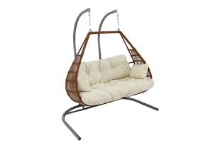 Columpio Doble de Mimbre Sintético Hecho a Mano, Muebles Modernos de Exterior e Interior, Columpio Delgado de Mimbre para Jardín, Patio, Hotel - Product Image 2