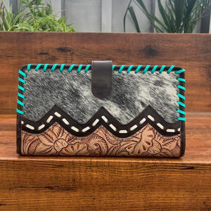 Nuevo bolso de mano personalizado de estilo occidental para mujer, con detalles florales de cuero genuino y costura a mano - Product Image 4