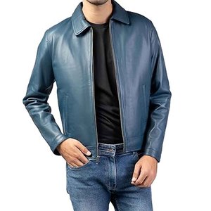 Chaqueta de Cuero para Hombre, Chaqueta de Motociclista de Cuero Vacuno Genuino, Abrigo Informal de Invierno, Fabricante OEM Personalizado - Product Image 6