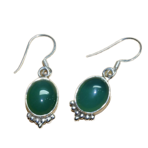 ต่างหูตะขอพลอยโอนิกซ์สีเขียวแท้ทำด้วยมือเงินแท้925ทึบเครื่องประดับชั้นดีสไตล์วินเทจทำด้วยมือ - Product Image 1