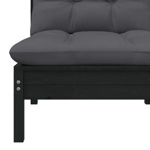 Canapé central de jardin en bois de pin massif 100% polyester noir et anthracite 100% polyester - Product Image 4