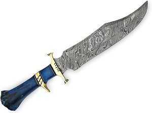 Couteau bowie fait main en acier Damas avec manche en os et gaine en cuir couteau Viking couteau extérieur manche en laiton en gros - Product Image 2