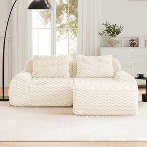 Divano componibile moderno a L da 82 pollici in tessuto flanella, divano oversize a 2 posti con seduta profonda e senza struttura per soggiorno - Product Image 3