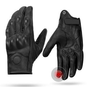 Guantes de Motocicleta de Cuero Genuino con Protección Reforzada, Antideslizantes para Conducción en Calle y Carretera, Aptos para Carreras Todoterreno - Product Image 1