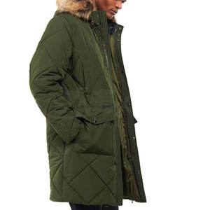 Men's Regular Quilted Parka <b>Jacket</b> <b>Fur</b> <b>Hood</b> Windproof Winter Coat Thick Polyester Wadding Solid Color Casual Style Plus Size - Product Image 2