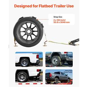 Kit de fixation de roue pour SUV, camions, remorques de type plateau, sangle de fixation de voiture, kit de fixation de voiture, crochet en J, résistance à la rupture de 10009 lb, cliquet de 3333 - Product Image 4