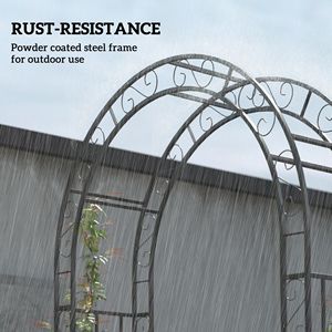 Arche de jardin en acier de 2,25 m pour plantes grimpantes et roses, arche de mariage extérieure, treillis et portails - Product Image 5