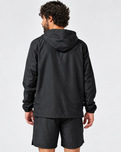 Ensemble coupe-vent léger à capuche pour hommes, veste noire zippée et short assorti, ensemble de vêtements de sport d'extérieur en 2 pièces, ensemble haut de gamme pour hommes - Product Image 2