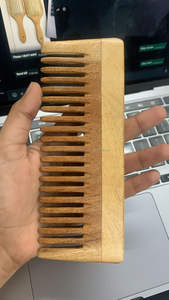 Peine de madera de Neem de alta calidad Unisex 100% auténtico respetuoso con el medio ambiente indio Artware pelo de dientes anchos/barba artesanías naturales orgánicas - Product Image 4