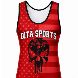 Singlet de Lucha Sublimado Rojo y Blanco para Hombre, Impresión Digital, Ropa de Lucha de Poliéster, Uniforme Deportivo para Entrenamiento y Combate - Product Image 4