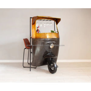 Comptoir de bar style tuk-tuk - Meuble de rangement en bois de manguier fait main au design moderne |   Mobilier de bar à domicile et d'hôtel - Product Image 2