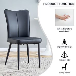 Sedie da Pranzo Moderne Minimaliste in Pelle PU Nera con Schienale Curvo, Cuscini e Gambe in Metallo per Ristoranti - Product Image 6