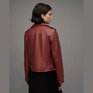 Veste de moto en cuir véritable pour femme, style motard, hiver, imperméable, coupe-vent, respirante, doublure en soie, courte - Product Image 2