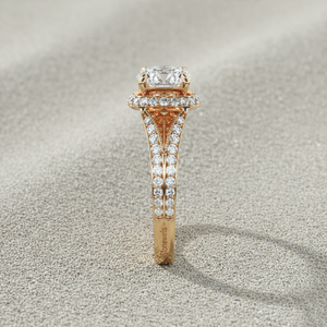 Anillo de Compromiso con Diamante Cultivado en Laboratorio, Oro de 14K, Diseño de Halo de Tulipán, Corte Redondo, Fabricante de Joyería Personalizada, OEM, ODM - Product Image 2