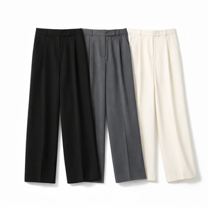 กางเกงเอวสูงของผู้หญิง ผ้าไนลอน/ผ้าฝ้ายระบายอากาศได้ดี กางเกงเอวยางยืดสำหรับฤดูร้อน กางเกงลำลองผ้าฝ้ายหลวมๆ ใส่ได้ทุกวัน กางเกงทรงตรงอเนกประสงค์ - Product Image 1