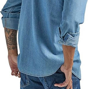 <b>Men's</b> Classic Western <b>Denim</b> <b>Shirt</b> with Snap Button Closure Regular Fit for Authentic Vintage Style and Everyday Comfort - Product Image 6