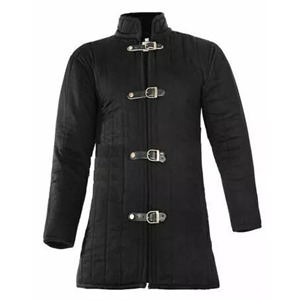 Gambesón Medieval Acolchado Unisex para Adultos, Chaqueta de Invierno Hecha a Mano con Relleno de Algodón, Abrigo de Caballero de Manga Larga Negro para Reenactamiento - Product Image 1